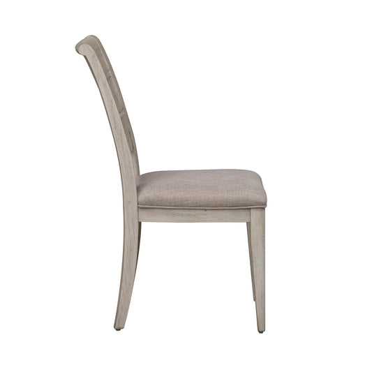 Farmhouse Reimagined - Ladder Back Upholstered Side Chair - White - Hornell Furniture Outlet