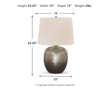 Magalie - Metal Table Lamp - Antique Silver Finish - Hornell Furniture Outlet