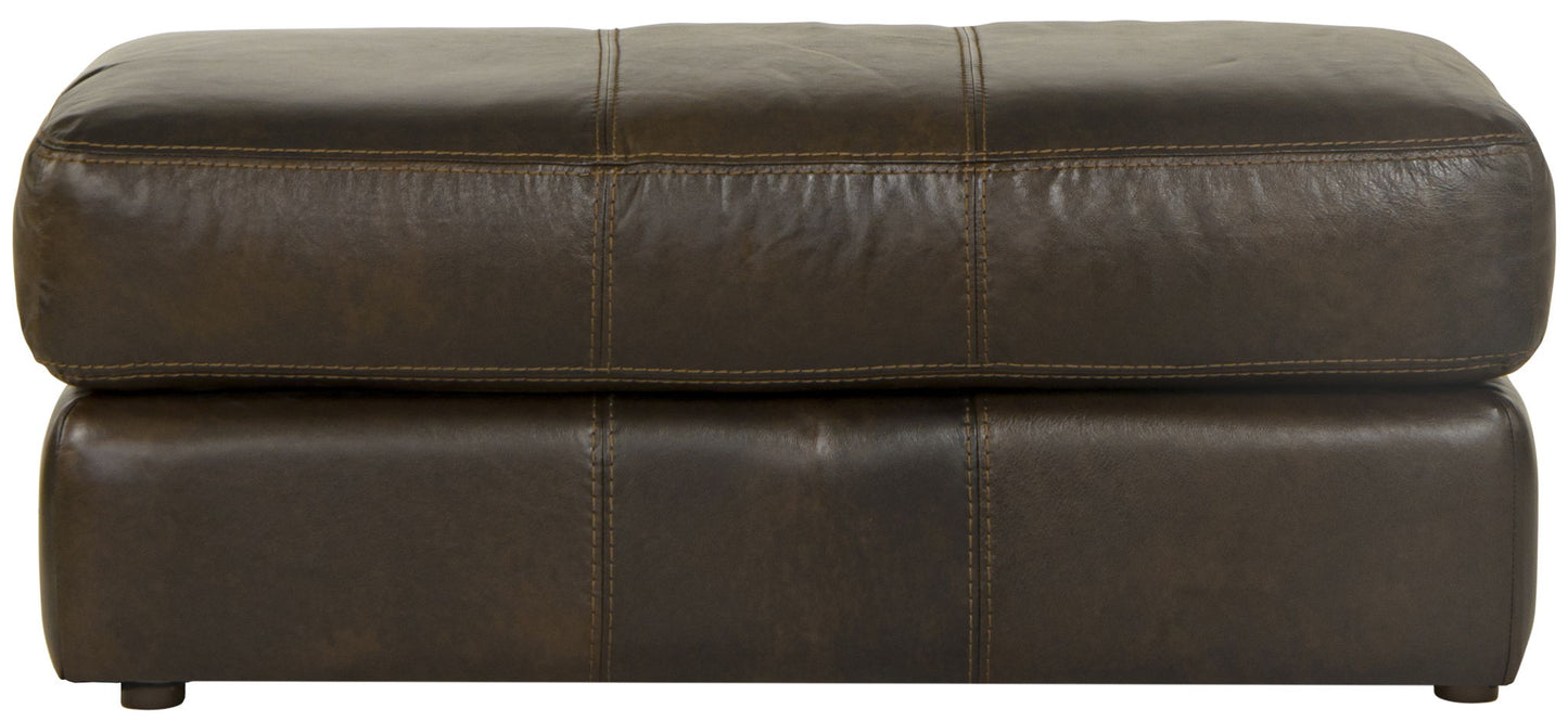 Pavia - Top Grain Italian Leather Match Ottoman - Cocoa - Hornell Furniture Outlet