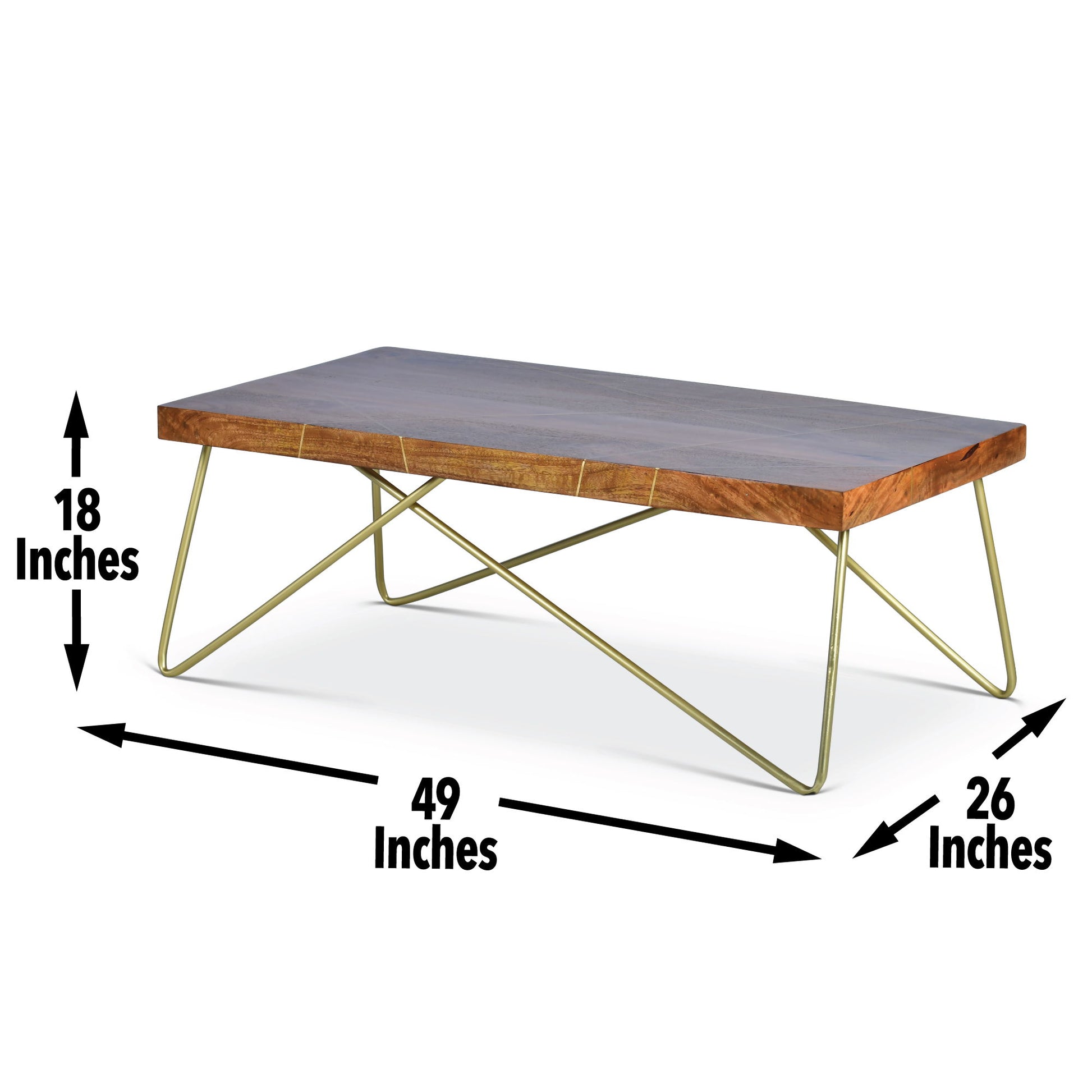 Walter - Brass Inlay Cocktail Table - Brown - Hornell Furniture Outlet