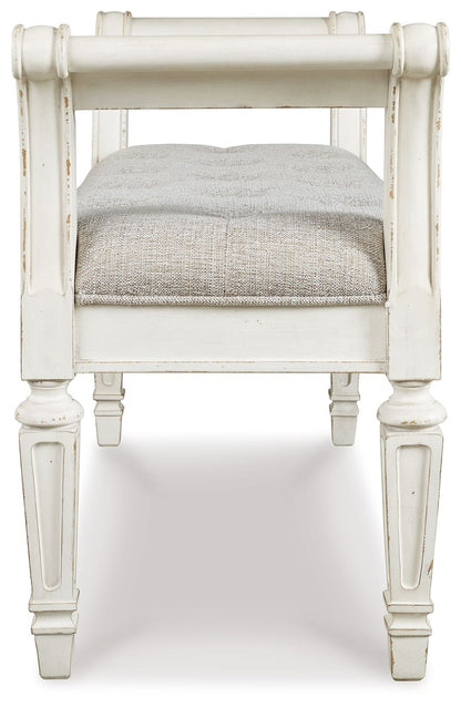 Realyn - Antique White - Accent Bench - Hornell Furniture Outlet