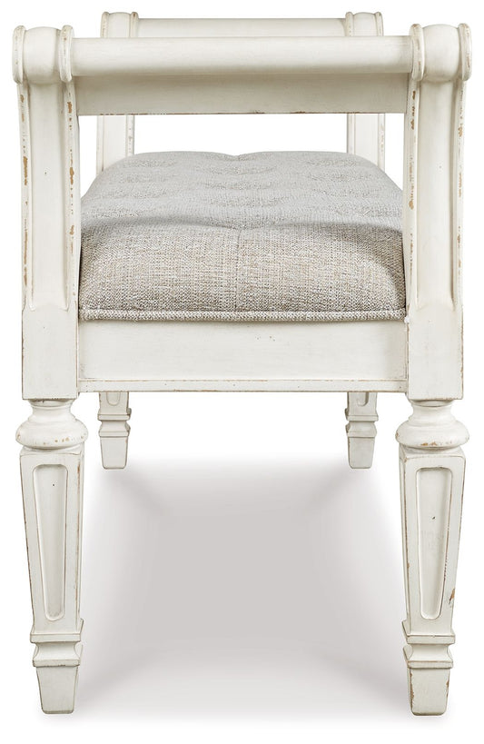 Realyn - Antique White - Accent Bench - Hornell Furniture Outlet
