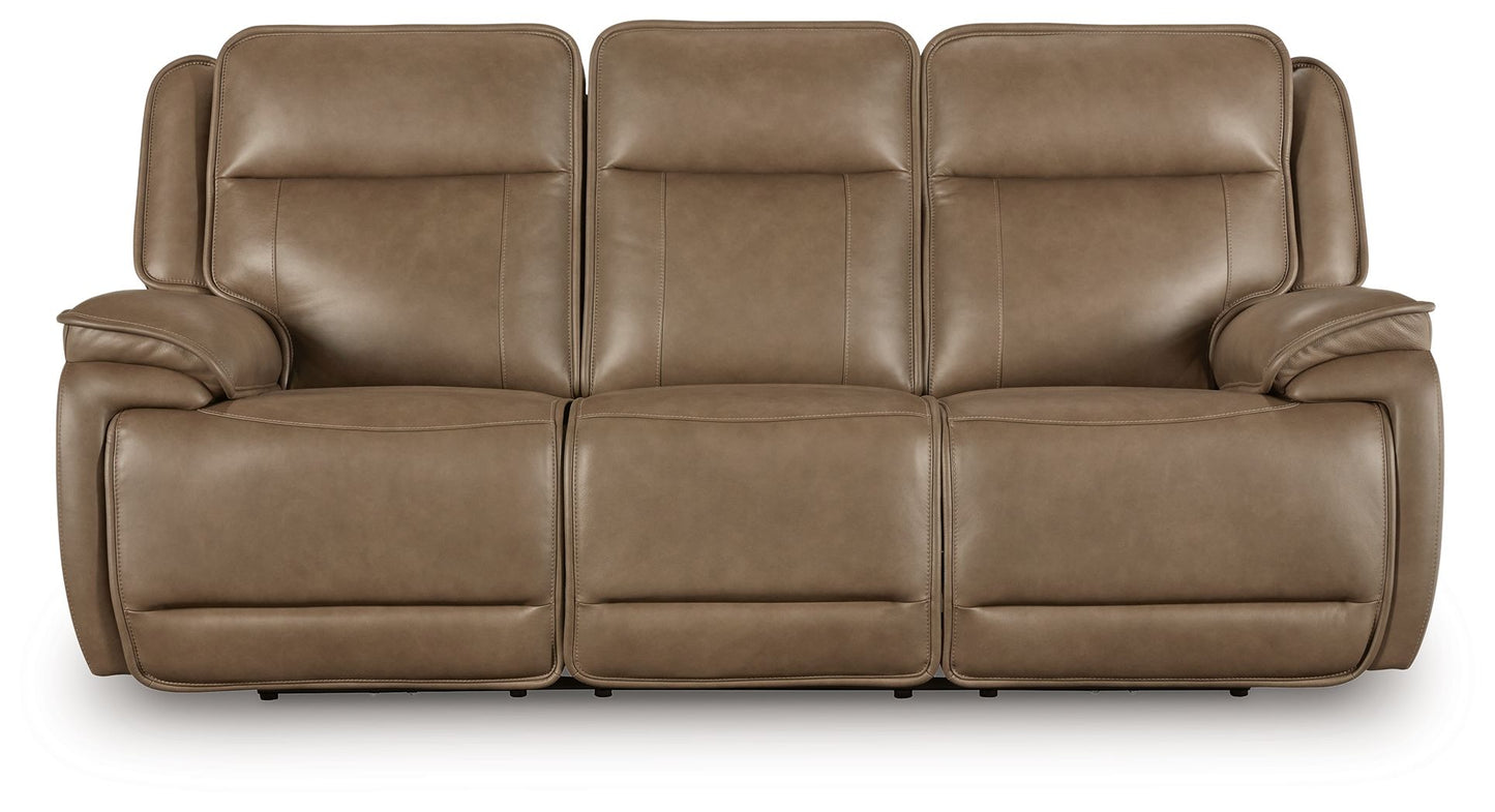 Glencroft - Power Reclining Sofa With Adjustable Headrest - Sahara - Hornell Furniture Outlet