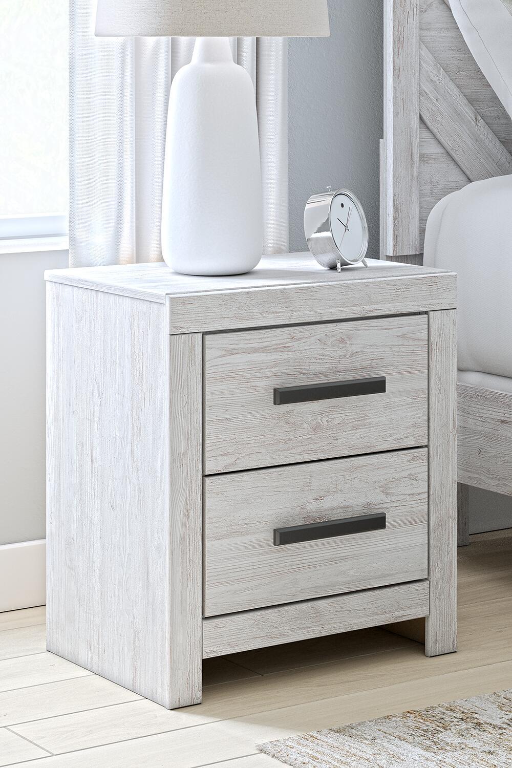 Cayboni - Two Drawer Night Stand - Whitewash - Hornell Furniture Outlet