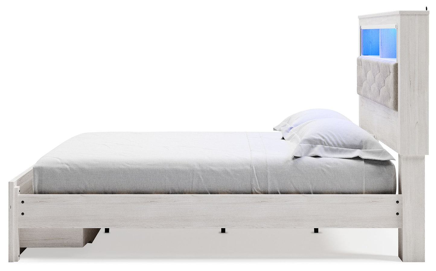 Altyra - White - King Upholstered Bookcase Bed With Storage - Hornell Furniture Outlet