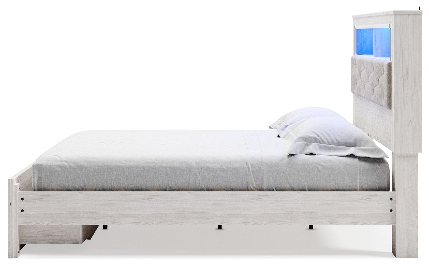 Altyra - White - King Upholstered Bookcase Bed With Storage - Hornell Furniture Outlet