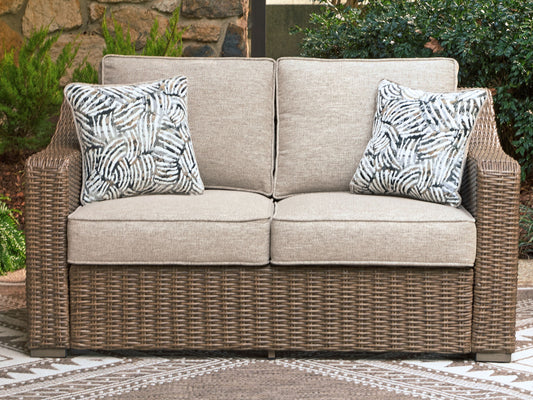 Laguna Heights - Loveseat With Cushion - Beige - Hornell Furniture Outlet