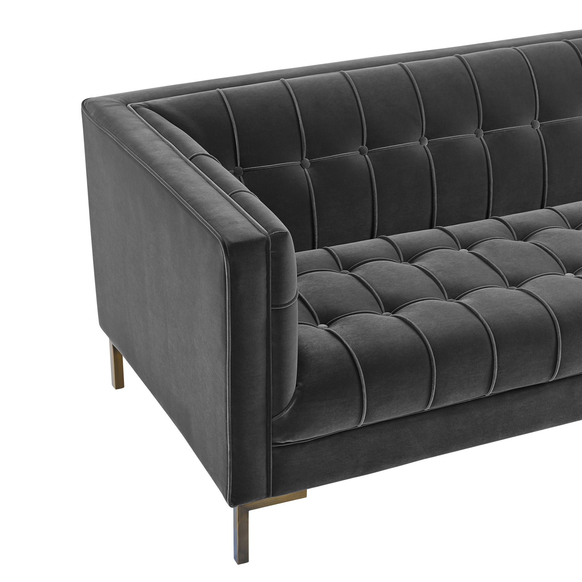 Isaac - Channel Stitch Velvet Sofa - Hornell Furniture Outlet