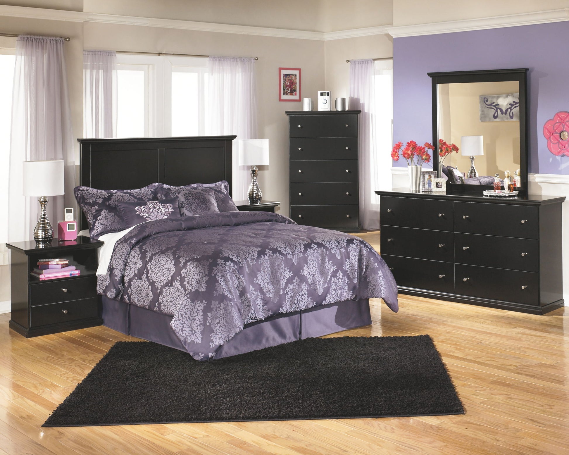 Maribel - Black - Five Drawer Chest - Hornell Furniture Outlet