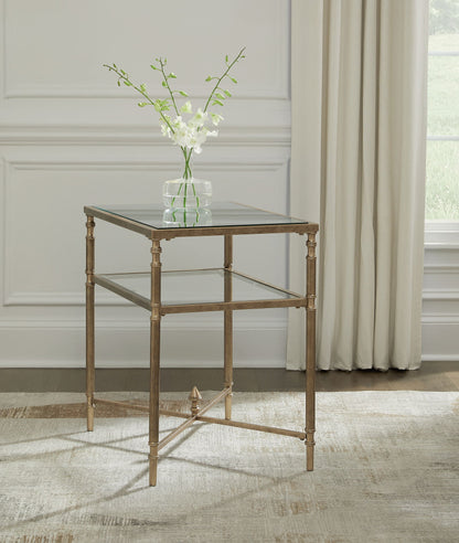 Cloverty - Aged Gold Finish - Rectangular End Table - Hornell Furniture Outlet