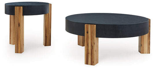 Breenmore - Black / Natural - Occasional Table Set (Set of 2) - Hornell Furniture Outlet