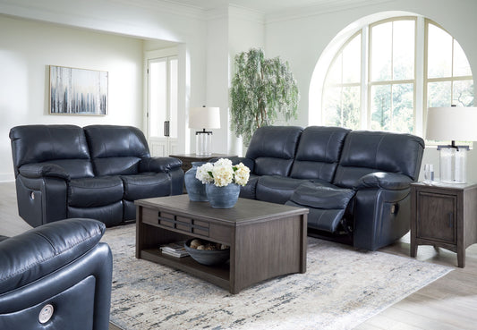 Leesworth - Ocean - 3 Pc. - Power Reclining Sofa, Power Reclining Loveseat, Power Rocker Recliner - Hornell Furniture Outlet