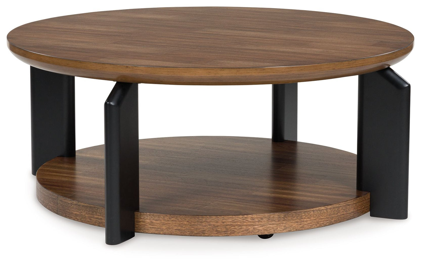Kraeburn - Brown / Black - Round Cocktail Table - Hornell Furniture Outlet