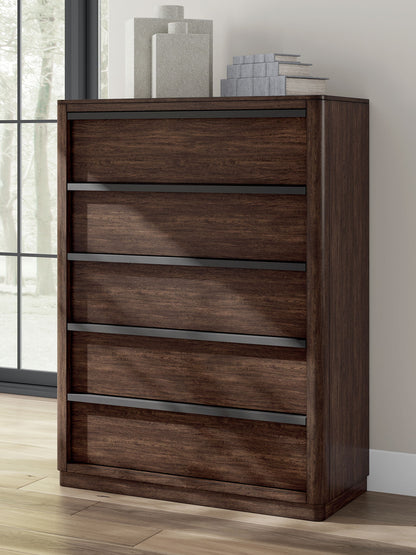 Dilenno - Dark Brown - Five Drawer Chest - Hornell Furniture Outlet