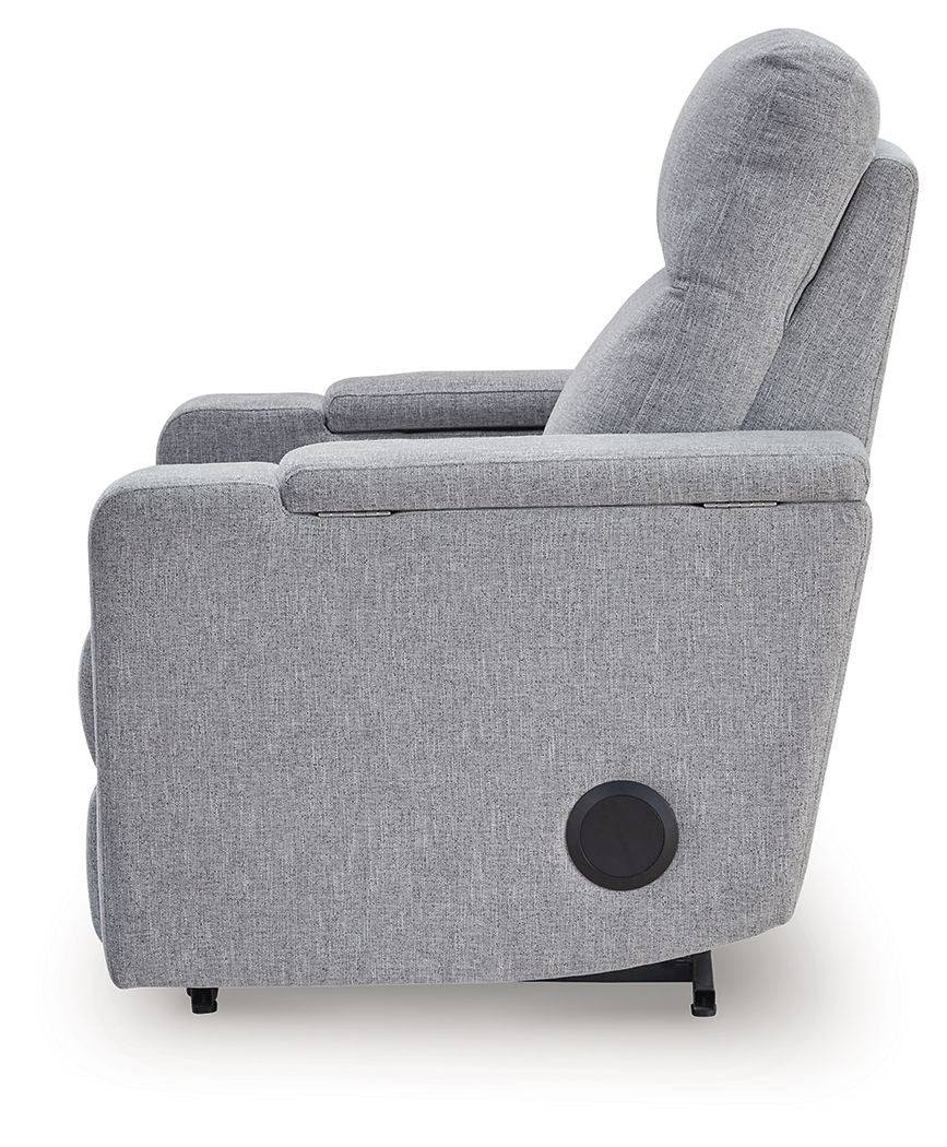 Pineland - Pewter - Glider Power Recliner With Audio System - Hornell Furniture Outlet