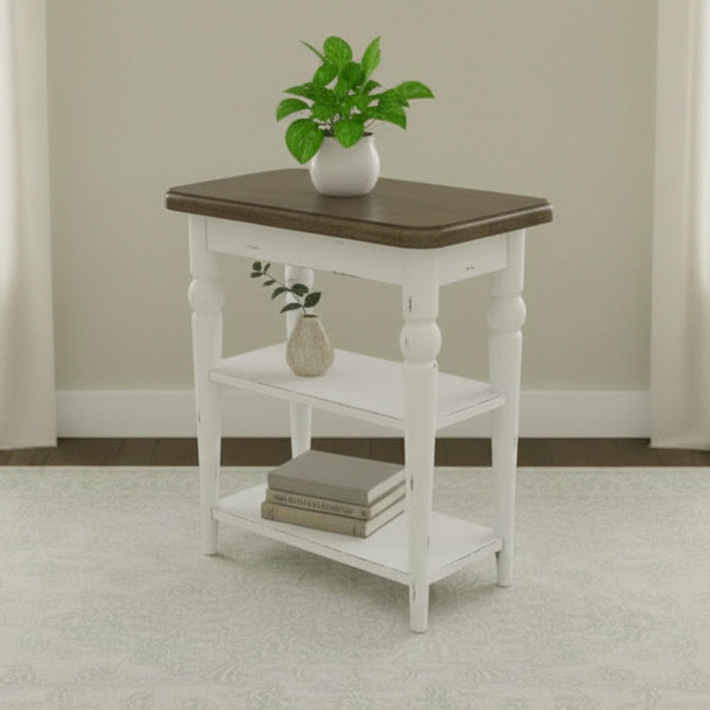 Turnberry Park - Chairside Table - Washed White - Hornell Furniture Outlet