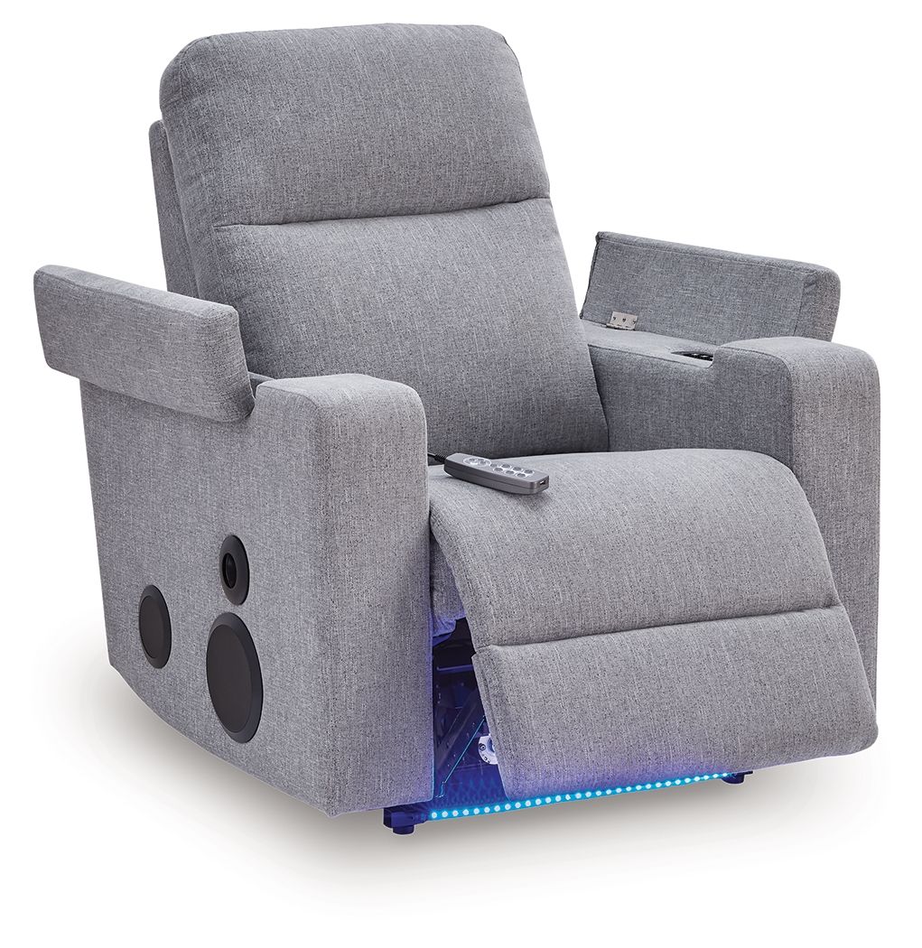 Pineland - Pewter - Glider Power Recliner With Audio System - Hornell Furniture Outlet