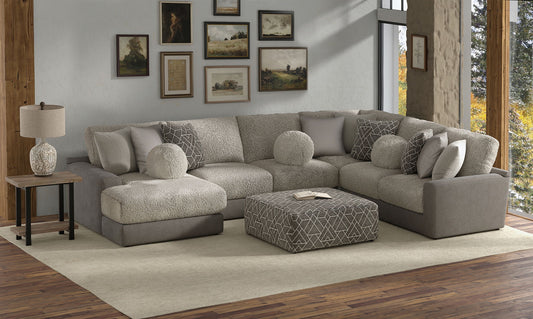 Canyon - 4 Piece Sectional With Cuddler Seat Cushions, Included Accent Pillows And Cocktail Ottoman (Left Side Facing Chaise) - Umber - Hornell Furniture Outlet