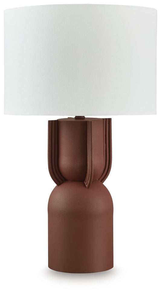 Rowandale - Brick Red - Metal Table Lamp - Hornell Furniture Outlet