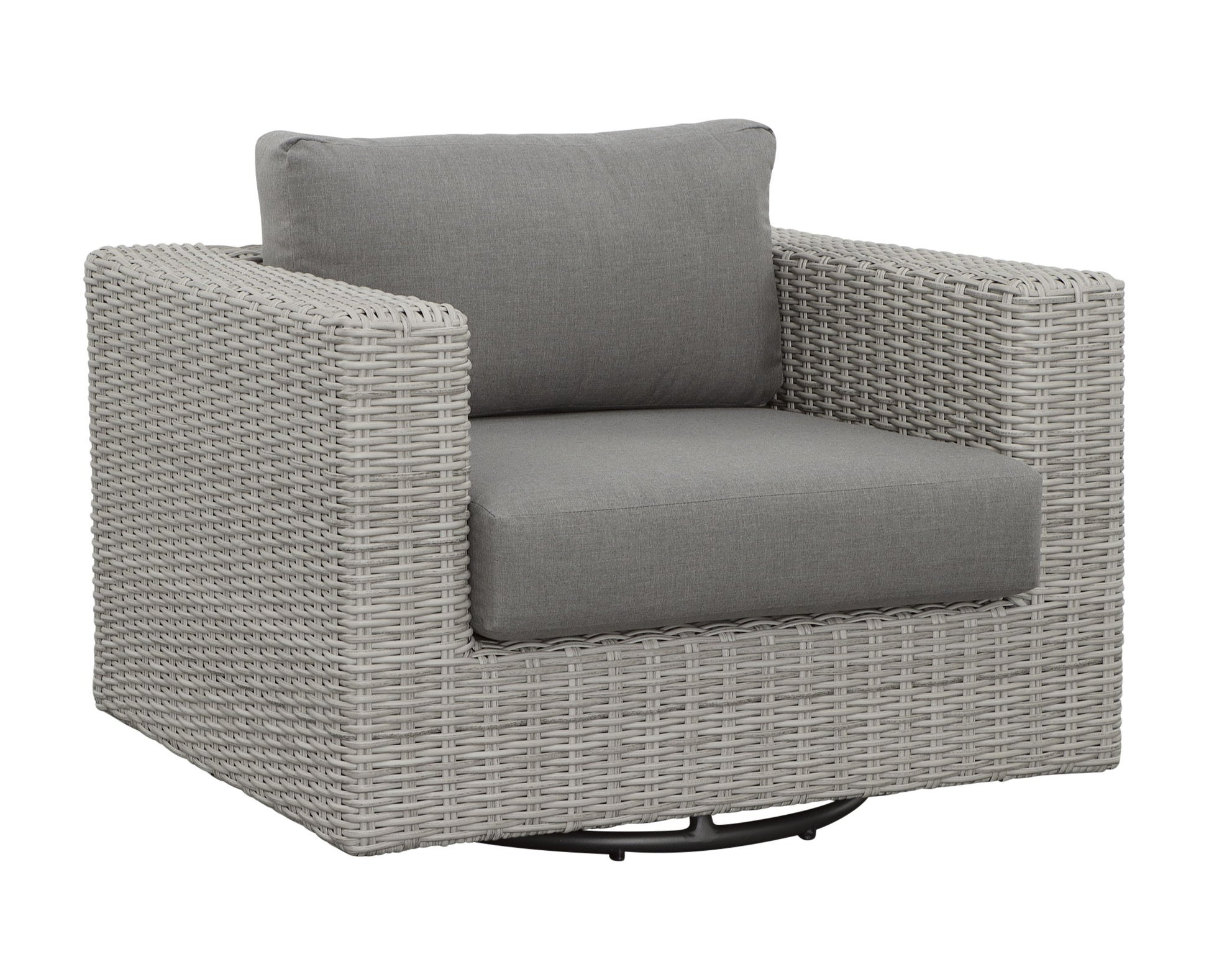 Blakley - Outdoor Swilvel Chair (Set of 2) With Half Round Wicker - Gray - Hornell Furniture Outlet