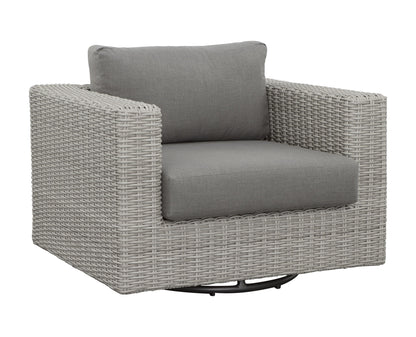 Blakley - Outdoor Swilvel Chair (Set of 2) With Half Round Wicker - Gray - Hornell Furniture Outlet