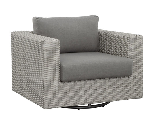 Blakley - Outdoor Swilvel Chair (Set of 2) With Half Round Wicker - Gray - Hornell Furniture Outlet