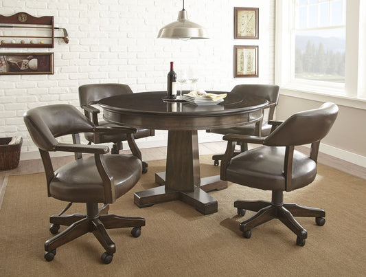 Ruby - 5 Piece Dining Set With Game Table - Brown - Hornell Furniture Outlet