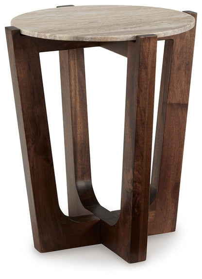 Tanidore - Warm Brown - Round End Table - Hornell Furniture Outlet