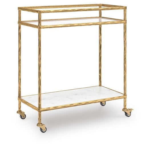 Plattfield - Bar Cart - Antique Gold Finish - Hornell Furniture Outlet