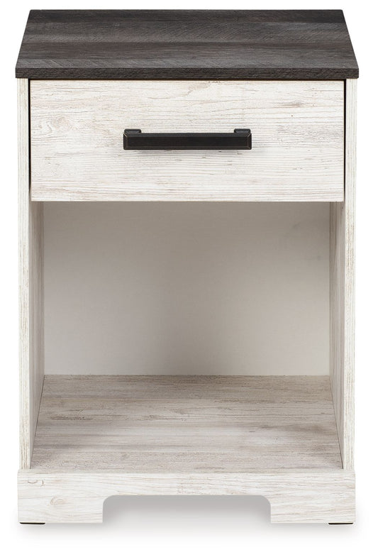 Shawburn - One Drawer Night Stand - Whitewash / Charcoal Gray - Hornell Furniture Outlet