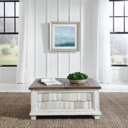 River Place - Lift Top Storage Cocktail Table - White - Hornell Furniture Outlet