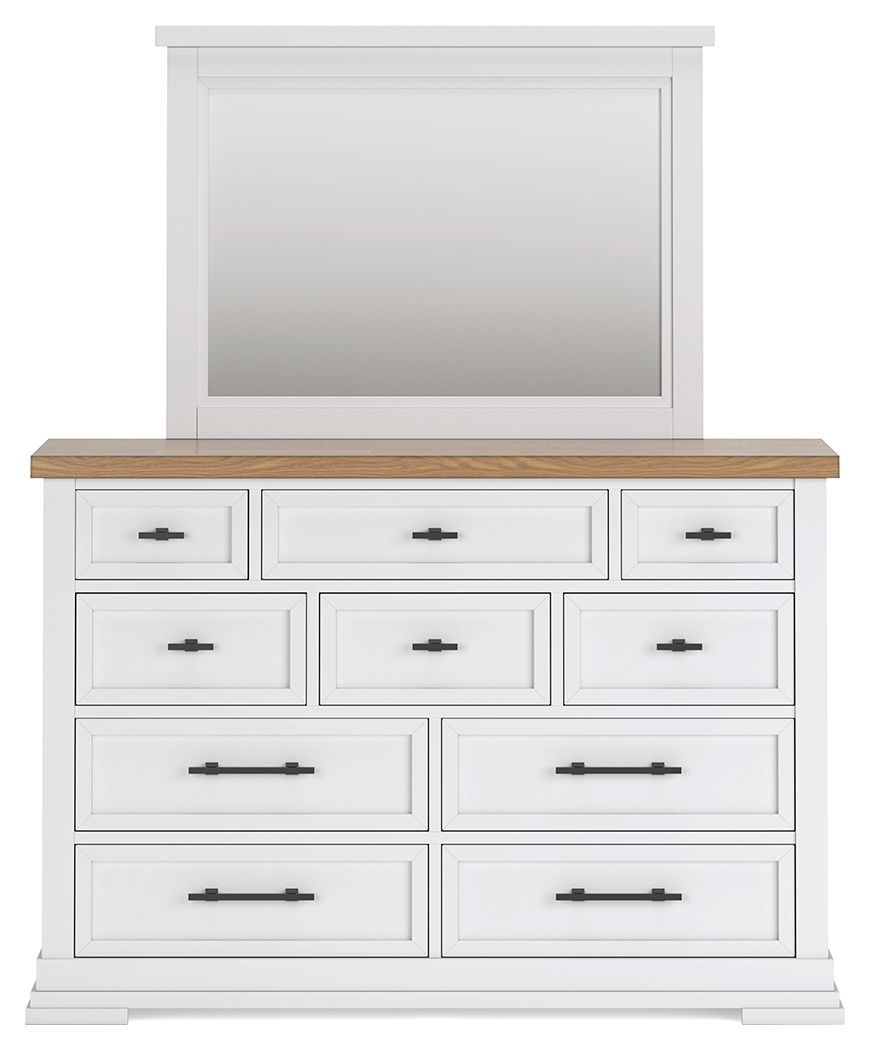 Ashbryn - White / Natural - Dresser And Mirror - Hornell Furniture Outlet