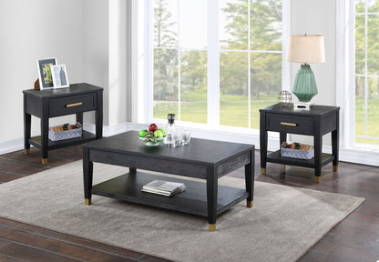 Yves - 3 Piece Occasional Table Set - Black - Hornell Furniture Outlet