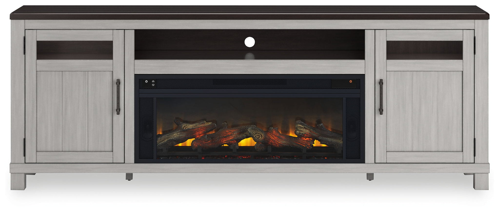 Darborn - Gray / Brown - 88" TV Stand With Electric Infrared Fireplace Insert - Hornell Furniture Outlet