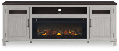 Darborn - Gray / Brown - 88" TV Stand With Electric Infrared Fireplace Insert - Hornell Furniture Outlet
