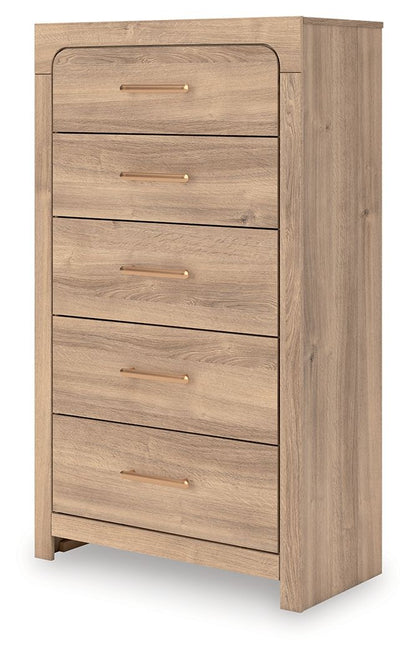 Kinlanni - Five Drawer Chest - Tan - Hornell Furniture Outlet