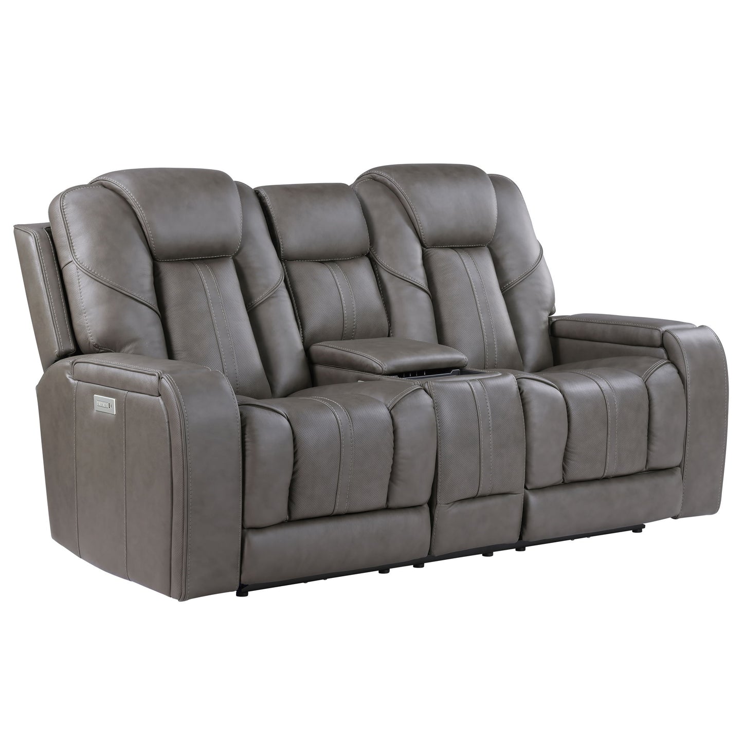 Daniel - 3 Piece Triple - Power Leather Reclining Set - Gray - Hornell Furniture Outlet