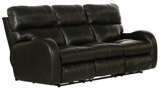 Angelo - Leather Power Reclining Sofa - Black - Hornell Furniture Outlet