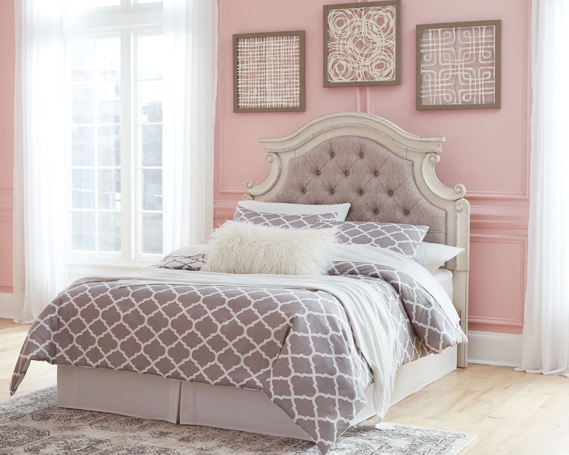Realyn - Full UPH Panel Headboard - Chipped White - Hornell Furniture Outlet