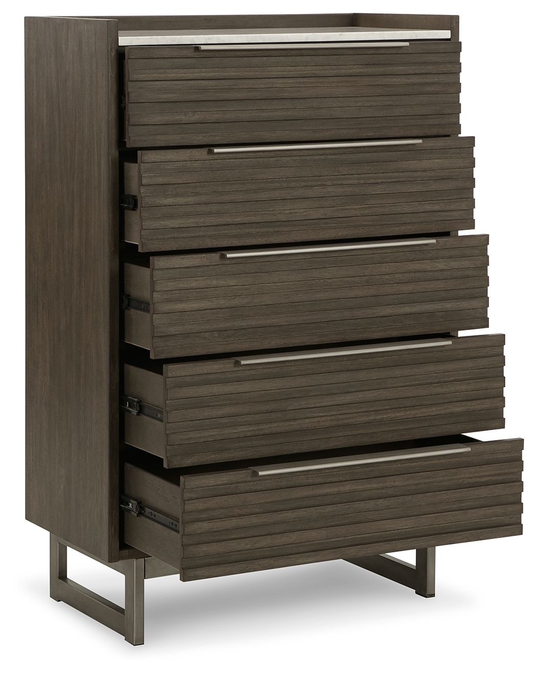Arkenton - Grayish Brown / White - Five Drawer Chest - Hornell Furniture Outlet