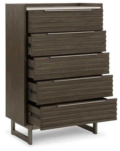 Arkenton - Grayish Brown / White - Five Drawer Chest - Hornell Furniture Outlet