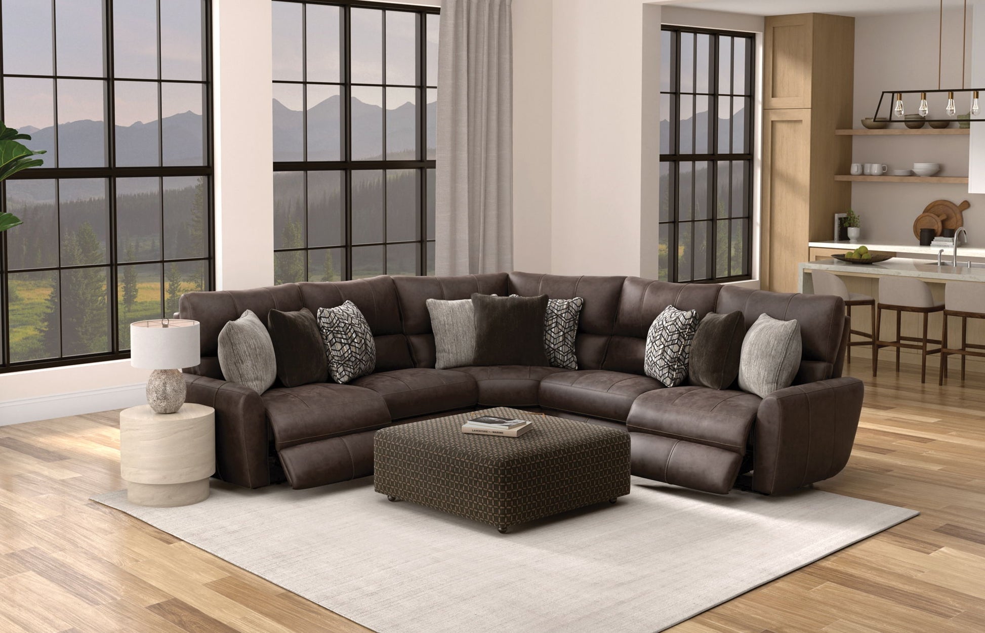 Royster - Castered Cocktail Ottoman - Walnut - Hornell Furniture Outlet