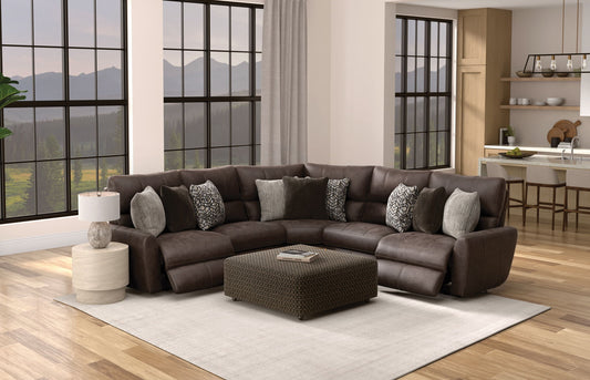 Royster - Castered Cocktail Ottoman - Walnut - Hornell Furniture Outlet