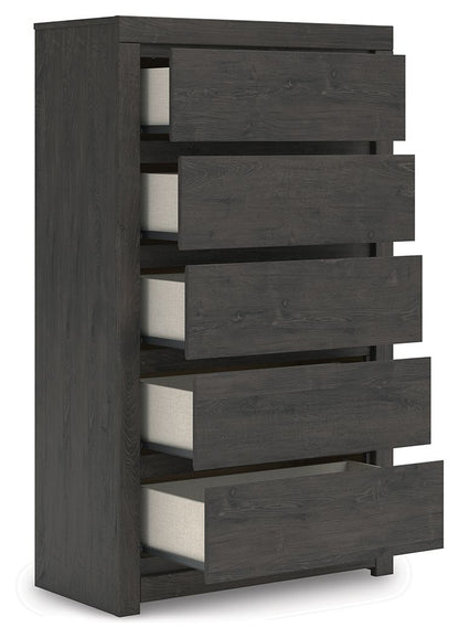 Fraluna - Charcoal - Five Drawer Chest - Hornell Furniture Outlet