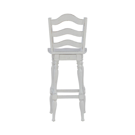 Magnolia Manor - Ladderback Swivel Bar Stool - White - Hornell Furniture Outlet