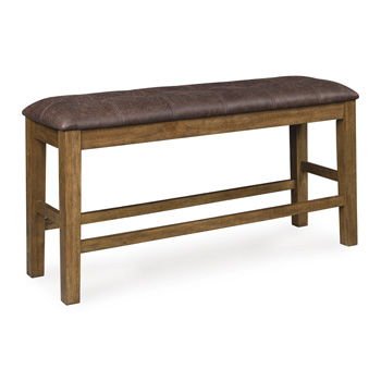 Urbinforte - Light Brown - Double Counter Height Upholstered Bench - Hornell Furniture Outlet