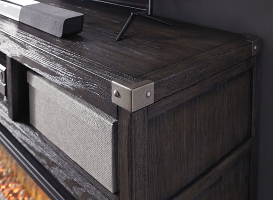Todoe - LG TV Stand w/Fireplace Option - Gray - Hornell Furniture Outlet