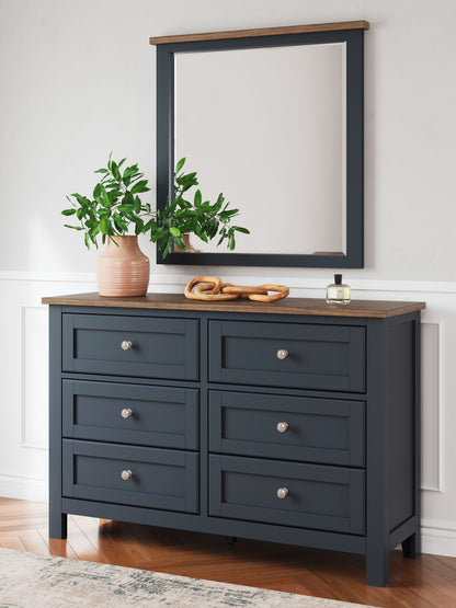 Landocken - Brown / Blue - Dresser and Mirror - Hornell Furniture Outlet