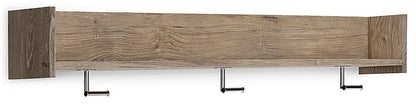 Oliah - Wall Mounted Coat Rack w/Shelf - Natural - Hornell Furniture Outlet