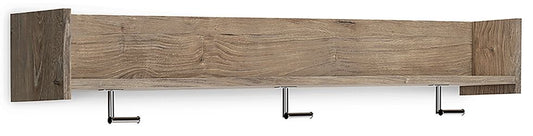 Oliah - Wall Mounted Coat Rack w/Shelf - Natural - Hornell Furniture Outlet